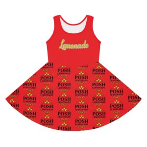 Girls' Sundress — 'Posh Lemonade' Red All-Over-Print Summer Dress